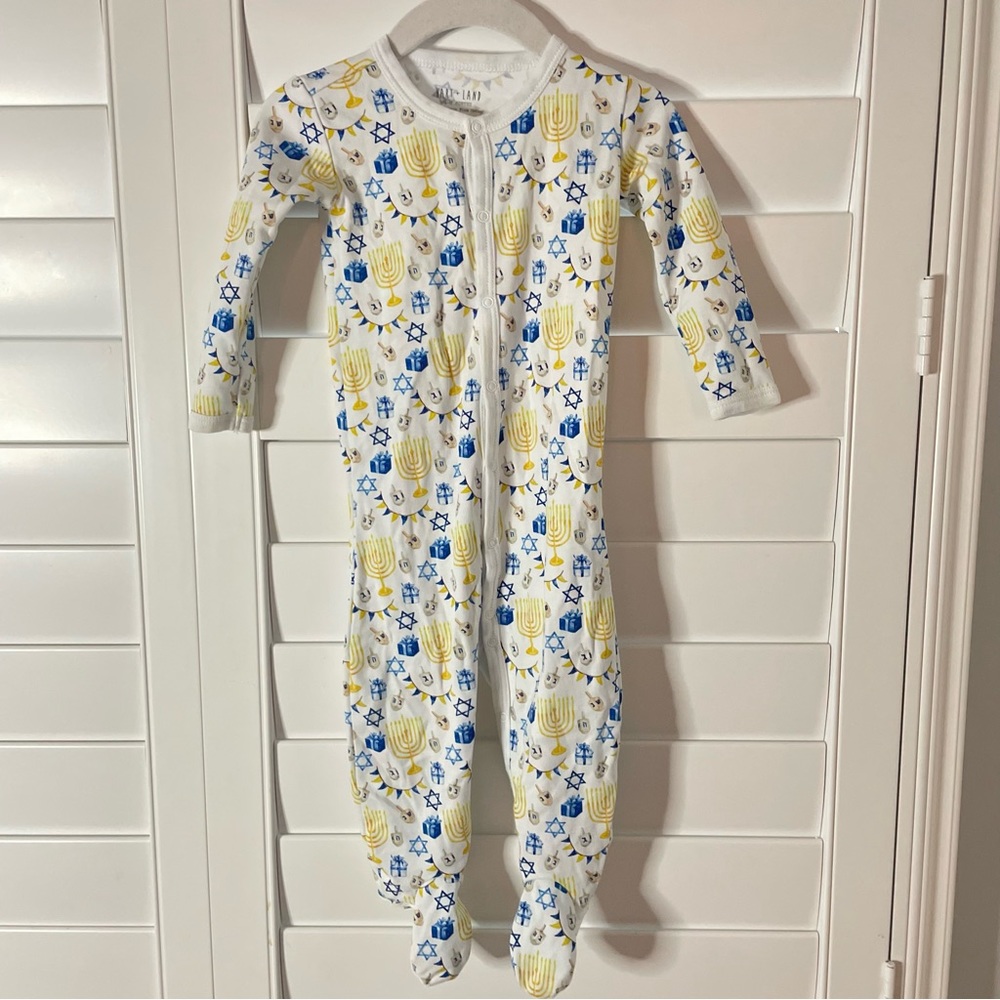 Hart + Land Hanukah Print Onesie White Blue Multi Size 6-12 months